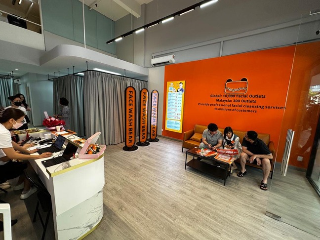 Completed retail outlet with feature brand wall and service counter