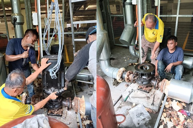 Maintenance technician inspecting building services